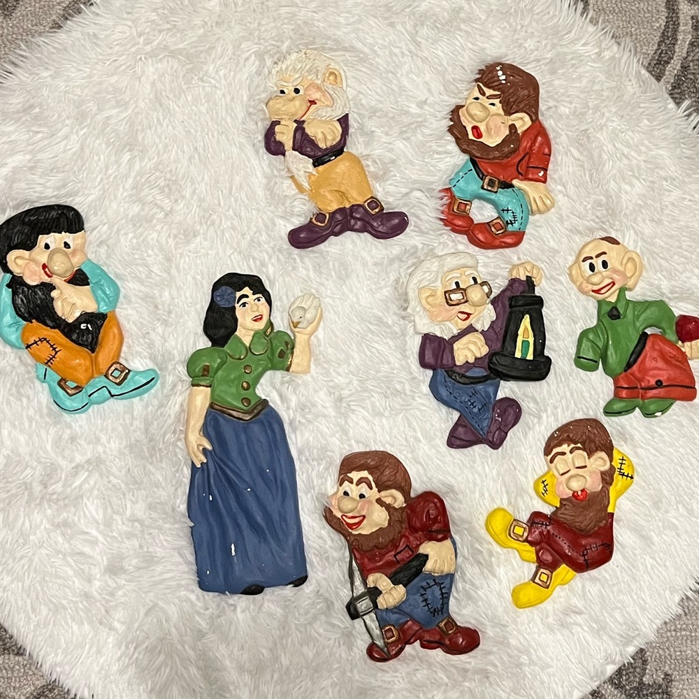 Vintage plaster wall hangings. Snow White and seven dwarfs